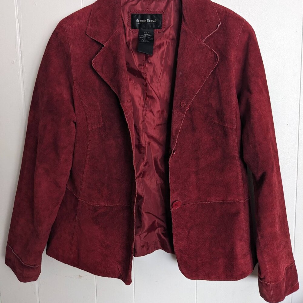 Brandon Thomas Brick Red Genuine Leather Suede Jacket